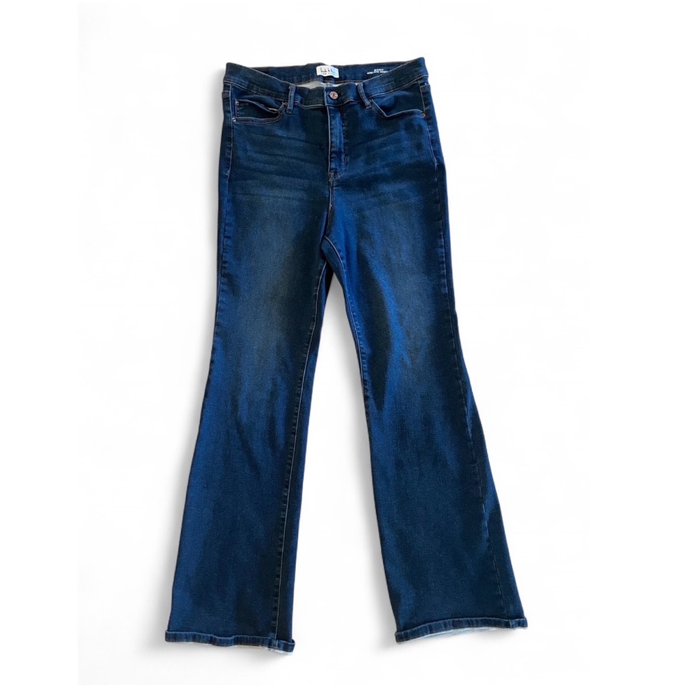 Dark Blue Flare Jeans Denim Wide Leg Stretchy Stretch Denim Women’s Pants, 12